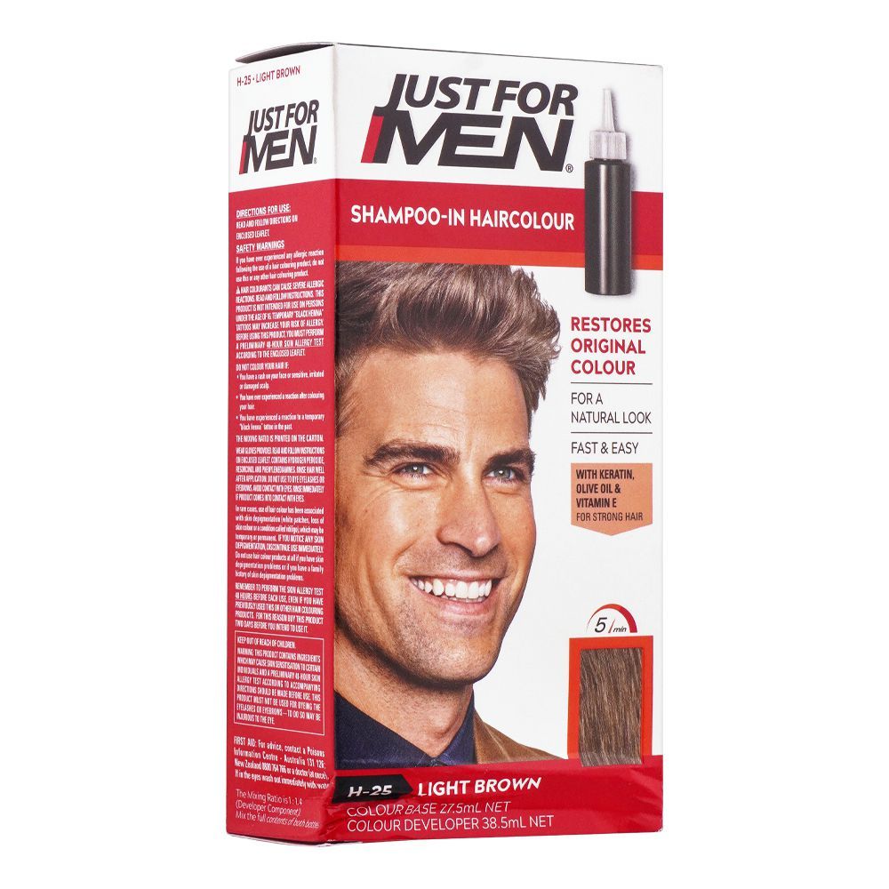 Buy Just For Men Shampoo-In Hair Colour, H-25 Light Brown Online at Special  Price in Pakistan 