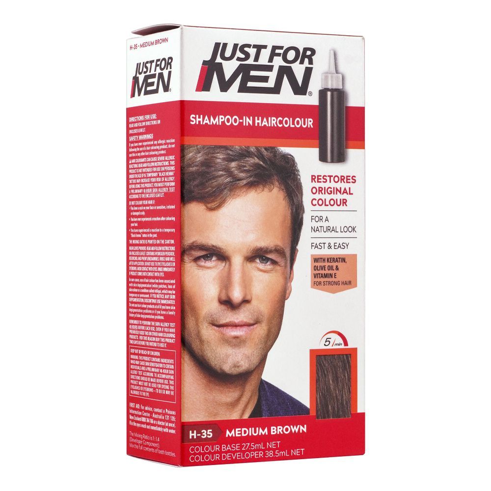 Purchase Just For Men Shampoo-In Hair Colour, H-35 Medium Brown Online at  Best Price in Pakistan 