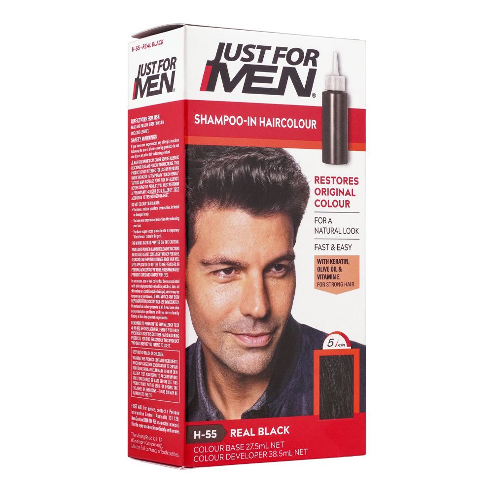 Purchase Just For Men Shampoo-In Hair Colour, H-55 Real Black Online at  Special Price in Pakistan 