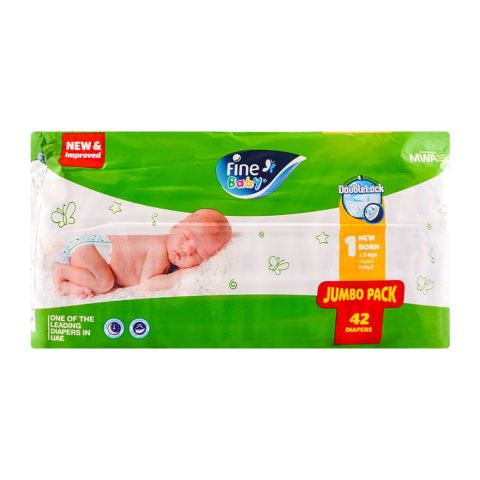 Fine Baby Diapers, 1, New Born, 5kg, 48-Pack