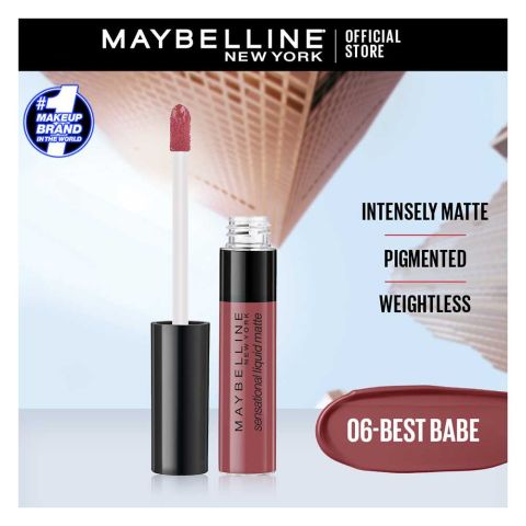 Maybelline New York Color Sensational Liquid Matte Lipstick, 06, Best Babe