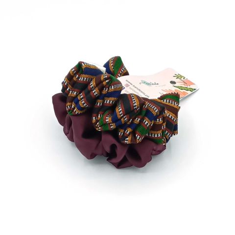 Sandeela Combo Classic Scrunchies, Multi & Magenta, 03-08-2075, 2-Pack