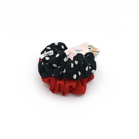 Sandeela Combo Classic Scrunchies, Red & Black, 03-2005