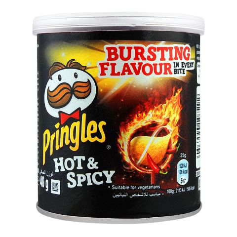 Pringles Potato Crisps, Hot & Spicy Flavor, 40g