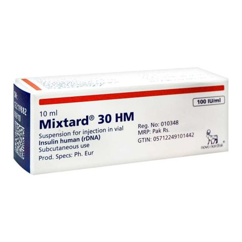 Novo Nordisk Pharma Mixtard 30 HM Injection Vial, 100IU/ml, 10ml