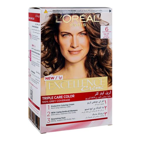 L'oreal Paris Excllence Hair Color Set - Salon Quality Hair Dye, Dark Blond 6