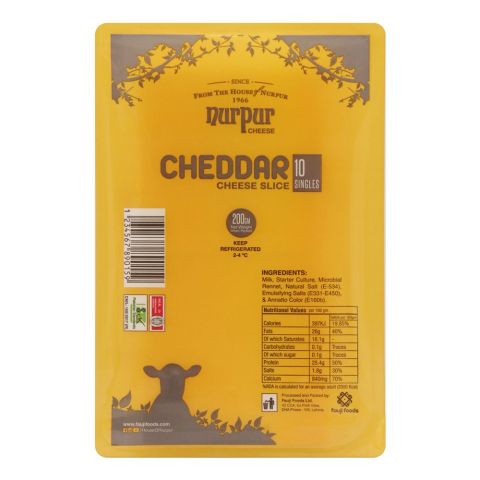 Nurpur Cheddar Cheese Slices, 10-Pack, 200g