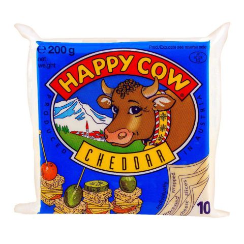 Happy Cow Cheddar Slice, 10-Pack, 200g