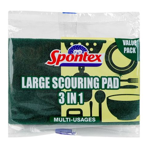 Spontex 3in1 Large Scouring Pads, Multi-Usages Scourer Value Pack