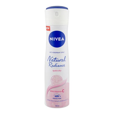 Nivea Natural Radiance Quick Dry Deodorant Body Spray, 48H Protection, For Women, 150ml
