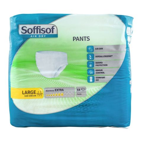 Soffisof Adult Pull Up Pants, Extra/No. 7, Large, 110-150cm/43-59 Inches, 14-Pack