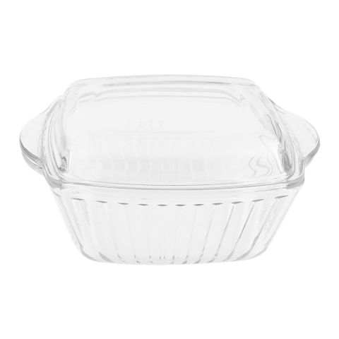 Borcam Borcam Square Glass Casserole with Lid, Elegant Serving Dish, 59039