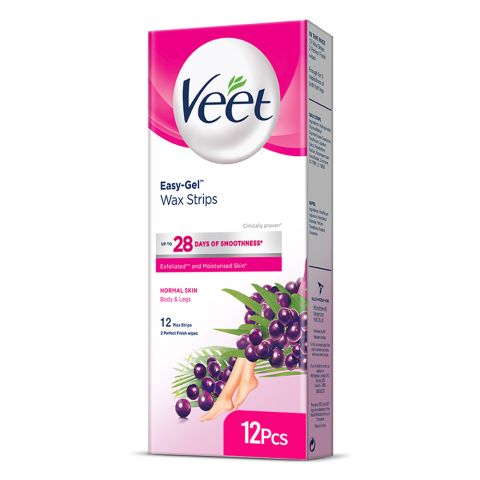 Veet Easy-Gelwax Shea Butter And Acai Berries Skin Wax Strips 12-Pack