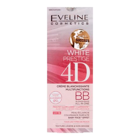 Eveline 48H All-In-One White Prestige 4D BB Whitening Multifunction Cream, SPF 15, 50ml