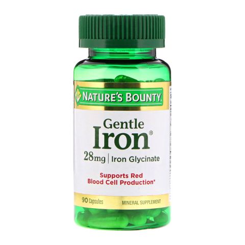 Nature's Bounty Gentle Iron, 28mg, 90 Capsules, Mineral Supplement