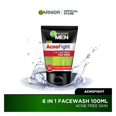 Garnier Men Acno Fight Anti-Pimple Face Wash 100ml - Suits All Skin Types, Including Sensitive And Acne-Related Skin Issues