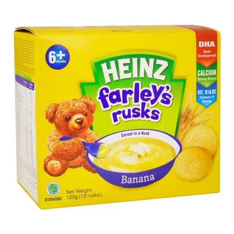 Heinz Farley's Banana Rusks, Cereal In A Rusk, For 6+ Months, 12 Rusks, 120g