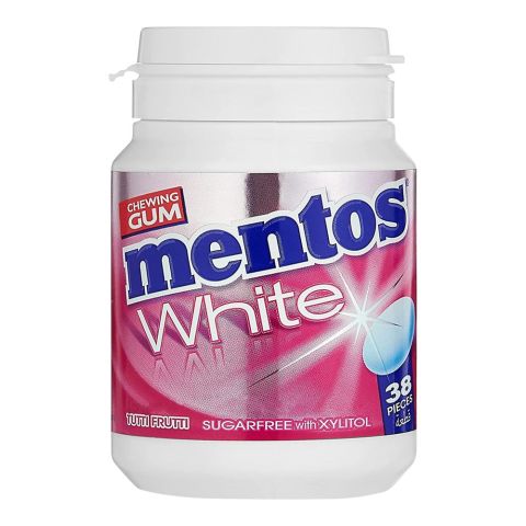 Mentos White Sugar-Free Chewing Gum, Tutti Frutti, 38-Pack
