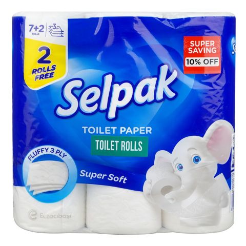 Selpak 3Ply Toilet Paper Rolls, 7+2 Pack