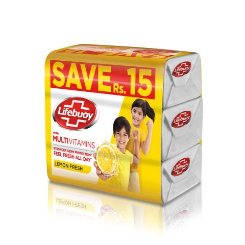 Lifebuoy Lemon Fresh With Activ Silver Soap, Value Pack 3x112g