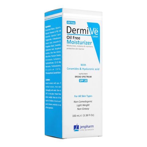 Dermive Oil Free Moisturizer, SPF-20, For All Skin Types, 100ml