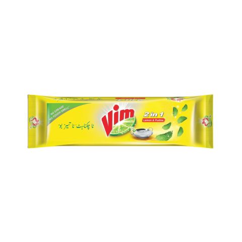Vim 2-in-1 Dish Wash Long Bar, Lemon & Pudina, 460g
