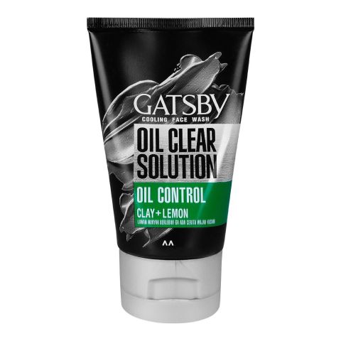 Gatsby Oil Clear Solution Oil Control Clay+Lemon Cooling Face Wash, Oil Control, 100g