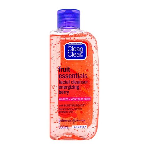 Clean & Clear Fruit Essentials Energizing Berry Facial Cleanser, Oil Free, 100ml