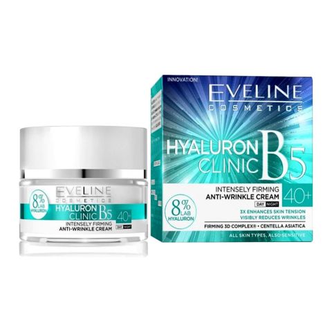 Eveline Hyaluron Clinic B5 40+ Day And Night Anti-Wrinkle Cream, All Skin Types, 50ml