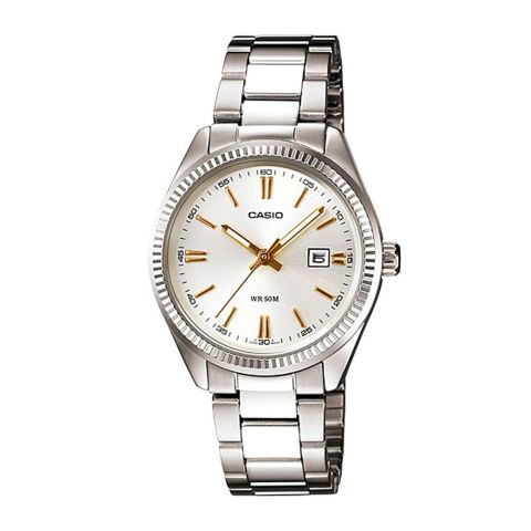 Casio Enticer Women's Silver/Gold Stainless Steel Strap Watch, LTP-1302D-7A2VDF