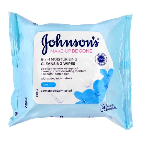 Johnson's Make-Up Gone 5in1 Moisturizing Wipes, 25-Pack