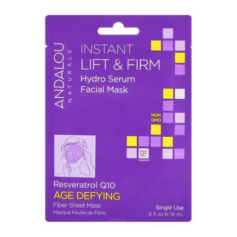 Andalou Naturals Instant Lift & Firm Hydro Serum Facial Mask, 18ml