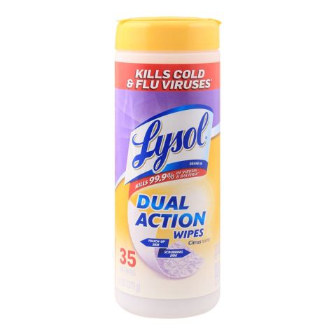 Lysol Disinfecting Dual Action Wipes, Citrus Scent, 35-Pack