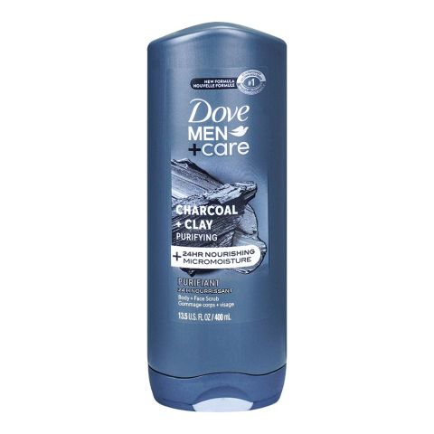 Dove Men+ Care Charcoal + Clay Purifying Micro Moisture Body & Face Wash, 400ml