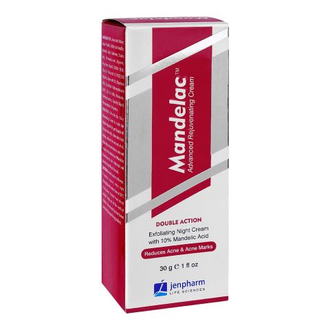 Jenpharm 10% Mandelac Exfoliating Night Cream, Reduces Acne & Acne Marks, 30g