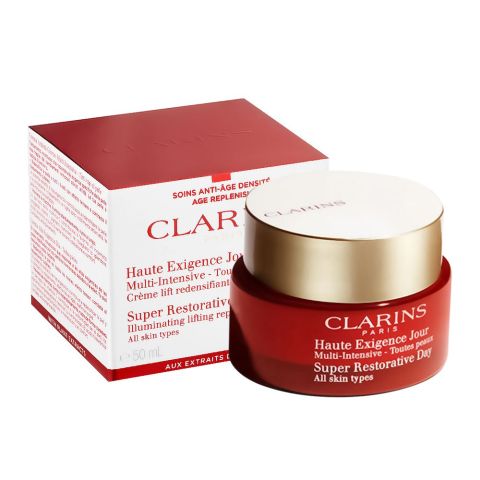 Clarins Paris Super Restorative Replenishing Day Cream, All Skin Types, 50ml