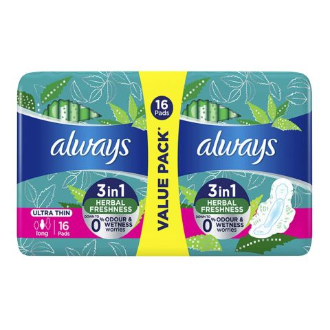 Always Ultra Thin Long 16+2 Pads, Value Pack