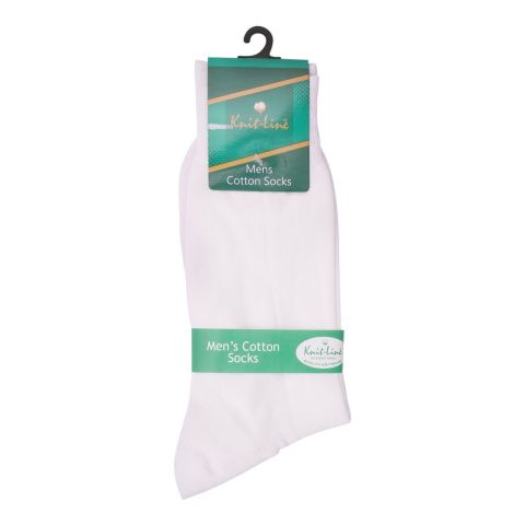 Knit Line Men’s Cotton Socks, White