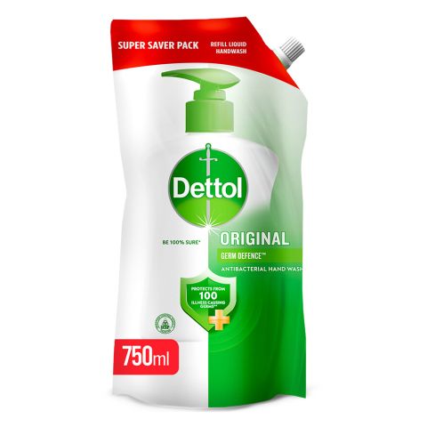 Dettol Original Antibacterial Liquid Hand Wash, Refill Pouch, 750ml