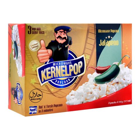 KernelPop Popcorn Jalapeno, 3 Packs x 90g