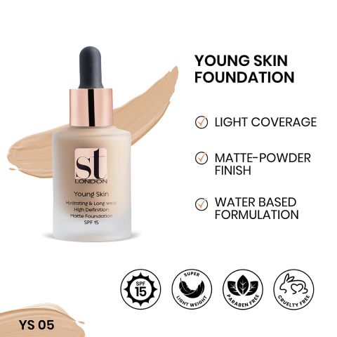 ST London Youthfull Young Skin Matte Foundation, SPF 20, YS 05, Long Wear