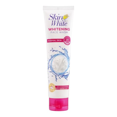 Skin White Whitening Normal Skin Face Wash, 12Hrs Glowing & Clean Skin, Fairer You In 2 Weeks, With Goat Milk + Whitening Beads, 100g