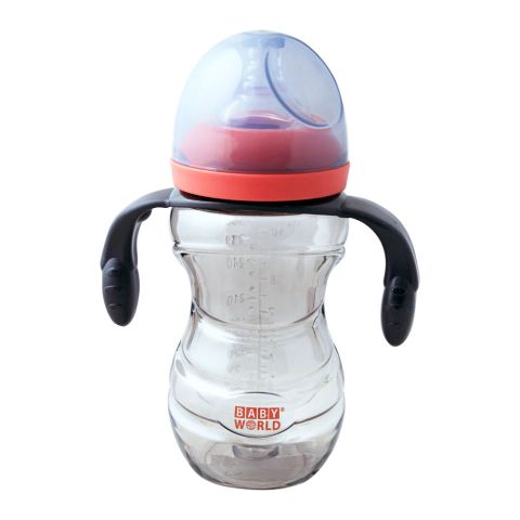 Baby World Contra Colic Wide Neck Baby Feeding Bottle, With Handle, Red, 300ml, BW2047