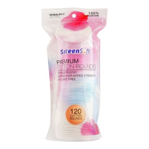 Sateen Soft Premium Cotton Rounds, 120-Pack