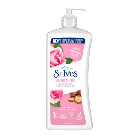 St. Ives Smoothing Rose & Argan Oil Body Lotion, Paraben Free, 621ml