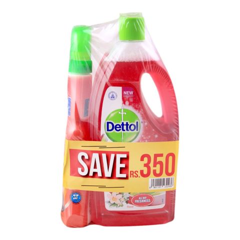 Dettol Multi Surface Cleaner, Floral, 2x 1 Litre, + FREE Kitchen Cleaner, Save Rs. 350