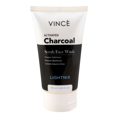 Vince Activated Charcoal Lightnix Scrub Face Wash, Paraben Free, Removes Blackheads, 120ml