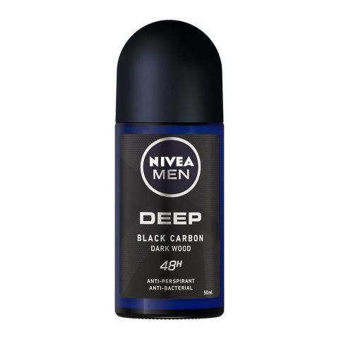 Nivea Men 48H Deep Black Carbon Dark Wood Anti-Perspirant Deodorant Roll On, 50ml