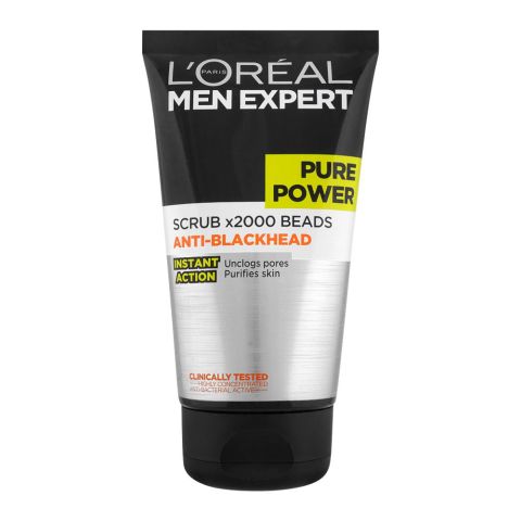 L'Oreal Paris Men Expert Pure Power Anti-Blackhead X2000 Beads Scrub, 150ml