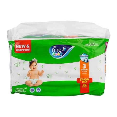 Fine Baby Diapers, No. 3, Medium 4-11 KG, 36-Pack